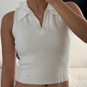 white sleeveless polo crop tank top by A New Day.